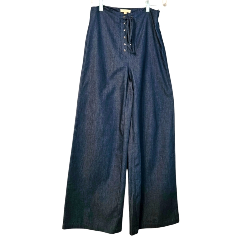Gilli Women's Blue Palazzo Pants High Waist Wide Leg Size S